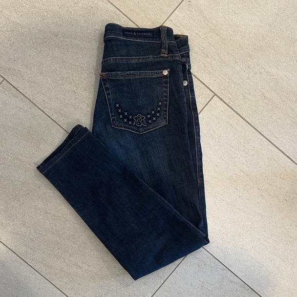 Rock & Republic Denim - Rock & Republic Women's Mid Rise Dark Blue Berlin Jeans